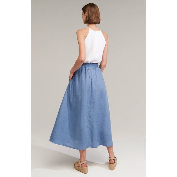 Linen Handmade Studio Cornflower Blue Shay Maxi Skirt - Picture 6 of 6
